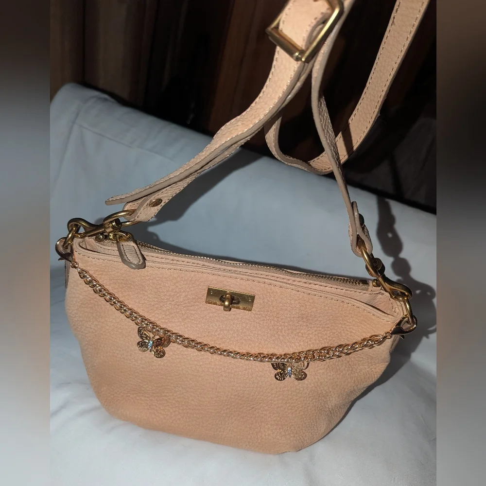 J. Crew Baby Bromton HoboTan Crossbody Bag with Chain Detail